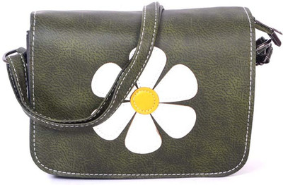 Bags Craze Women Casual Green PU Sling Bag