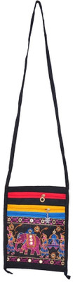 Domestiq Girls Casual Black Canvas Sling Bag