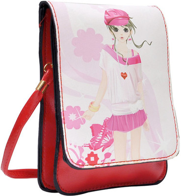 Hawai Girls Casual Pink, Red PU Sling Bag