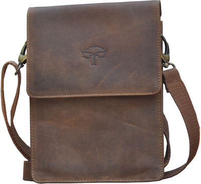 Tamanna Men & Women Casual Brown Genuine Leather Sling Bag