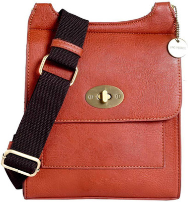 Lino Perros Women Casual Brown Leatherette Sling Bag