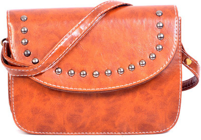 Frosty Fashion Women Casual Tan PU Sling Bag