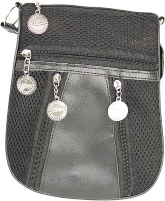 CARRY MEE Girls Casual Black PU Sling Bag