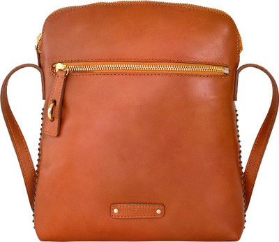 Hidesign Women Formal Tan Genuine Leather Sling Bag