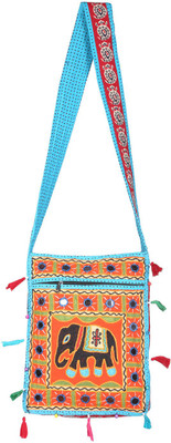 Rajrang Women Casual Blue Cotton Sling Bag