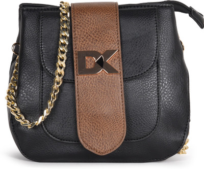Diana Korr Women Casual Black PU Sling Bag