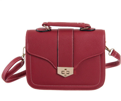 Peaubella Women Casual Maroon Leatherette Sling Bag