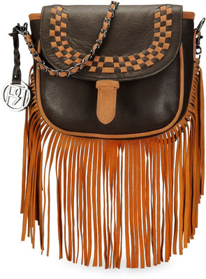 Phive Rivers Women Evening/Party Brown Genuine Leather Sling Bag