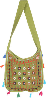 Rajrang Women Casual Green Cotton Sling Bag