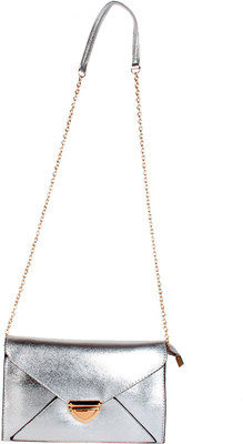 Reedra Women Evening/Party Silver PU Sling Bag