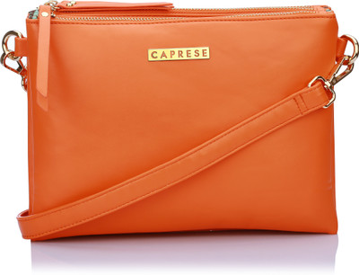 Caprese Women Casual Orange Leatherette Sling Bag