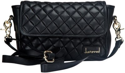 Justanned Women Casual Black Genuine Leather Sling Bag