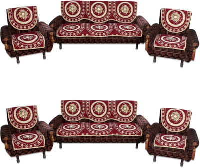 Furnishing Zone Jacquard Sofa Cover(Red Pack of 12)