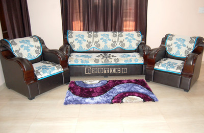 Azotica Velvet Sofa Cover(Firoze Pack of 6), Blue