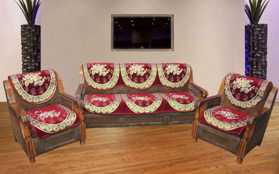 Jars Collections Cotton Sofa Cover(Maroon Pack of 6)