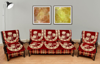Countingbeds Velvet Sofa Cover(Maroon Pack of 6)