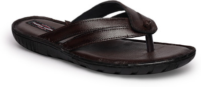 Feather Leather Slippers, Brown