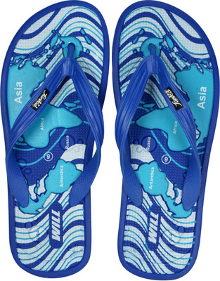 Funk'd World Map Slippers, Blue