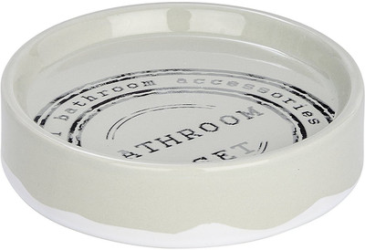 WENKO Ceramic saop dish Bathroom(White, Beige)
