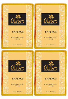 Aster Luxury Saffron Bathing Bar 125g - Pack of 4(500 g, Pack of 4)