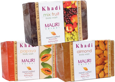 Khadi Mauri Almond Papaya Mix-Fruit Soaps Pack of 3 Herbal Ayurvedic Natural(375 g, Pack of 3)
Khadi Mauri Almond Papaya Mix-Fruit Soaps Pack of 3 Herbal Ayurvedic Natural(375 g, Pack of 3)
