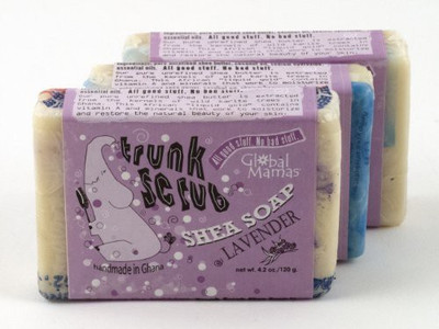 Global Mamas Trunk Scrub Shea Soap Fair Trade Lavender 3 Bars(120 g, Pack of 3)