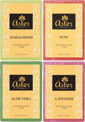 Aster Luxury Premium Gift Set Of Bathing Soaps - Pack Of 4 (Rose Sandalwood Aloe Vera Lavender)(500 g, Pack of 4)
Aster Luxury Premium Gift Set Of Bathing Soaps - Pack Of 4 (Rose Sandalwood Aloe Vera Lavender)(500 g, Pack of 4)