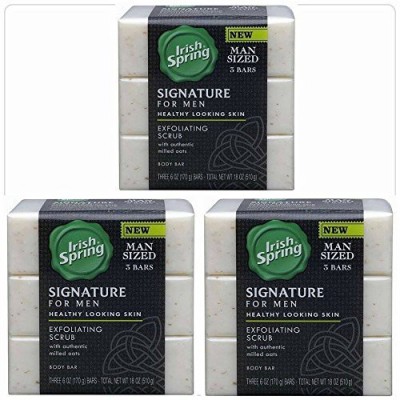 

Irish Spring Signature Exfoliating Bar Soap 3 Count ~ Pack of 3 ~ 9 Bars Total(180 ml, Pack of 9)