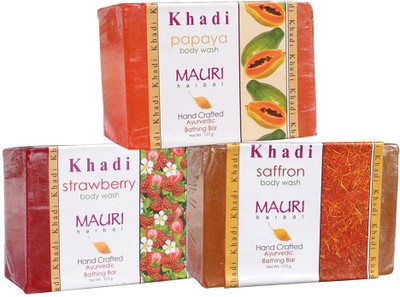 Khadi Mauri Papaya Strawberry Saffron Soaps Pack of 3 Herbal Ayurvedic Natural(375 g, Pack of 3)
Khadi Mauri Papaya Strawberry Saffron Soaps Pack of 3 Herbal Ayurvedic Natural(375 g, Pack of 3)