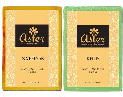 Aster Luxury Saffron Khus Natural Soap Combo(250 g, Pack of 2)