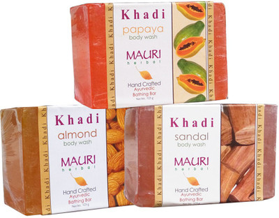 Khadi Mauri Almond Sandal Papaya Soaps Pack of 3 Herbal Ayurvedic Natural(375 g, Pack of 3)
Khadi Mauri Almond Sandal Papaya Soaps Pack of 3 Herbal Ayurvedic Natural(375 g, Pack of 3)