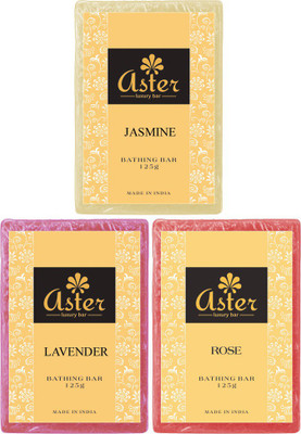 Aster Luxury Floral Bathing Bar - Combo Of 3 (Rose Jasmine Lavender)(500 g)