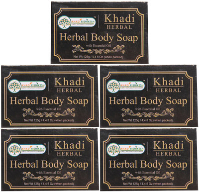 Khadi Rishikesh Herbal Saffron Body Soap-Pack of 5 Each(125 g, Pack of 5)