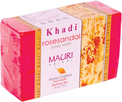 Khadi Mauri Premium Handcrafted Rose-Sandal Herbal Body Wash Soap(125 g)