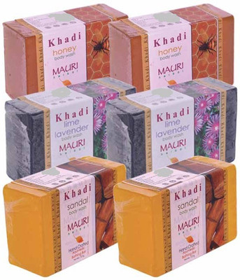 Khadi Mauri Honey, Lime-Lavender& Sandal Double Pack Soaps - Combo Pack of 6 - Premium Handcafted Herbal(750 g, Pack of 6)
Khadi Mauri Honey, Lime-Lavender& Sandal Double Pack Soaps - Combo Pack of 6 - Premium Handcafted Herbal(750 g, Pack of 6)