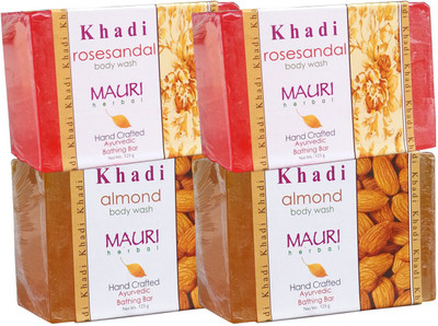 Khadi Mauri Almond & Rose Sandal Soaps Twin Pack of 4 Herbal Ayurvedic Natural(500 g, Pack of 4)
Khadi Mauri Almond & Rose Sandal Soaps Twin Pack of 4 Herbal Ayurvedic Natural(500 g, Pack of 4)