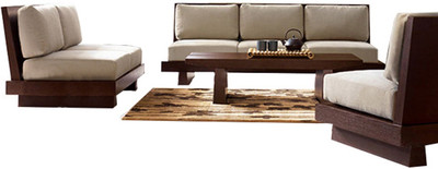 Shop Sting Leatherette 3 + 2 + 1 Dark Walnut Sofa Set