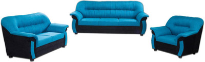 Furnicity Fabric 3 + 2 + 1 Blue Sofa Set