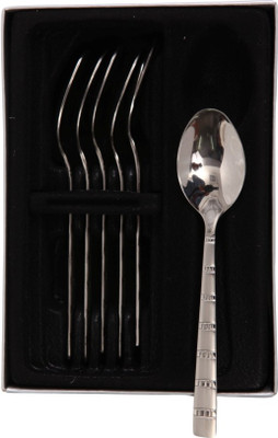 Mullich Castle Silver Stainless Steel Tea Spoon Set(Pack of 6)