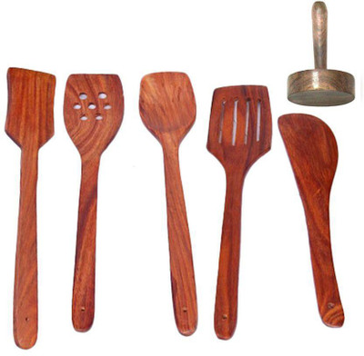 Craftatoz Wood Cooking Spoon Set(Pack of 6)