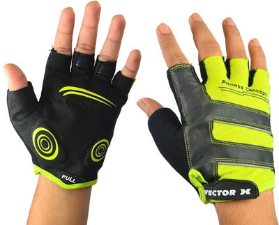 Vector X Weight Lifting Gym & Fitness Gloves (L, Black, Green)