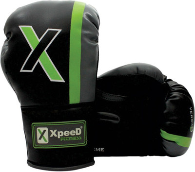 Xpeed Junior 12 oz Boxing Gloves (L, Black, Green)