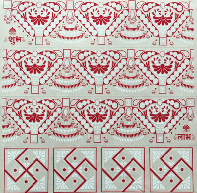Suman Creations Traditional Mandana Rangoli Sticker(Pack of 6, Red