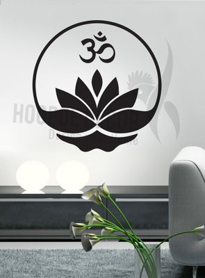 Hoopoe Decor Om with Flower Sticker(Pack of 1, Black