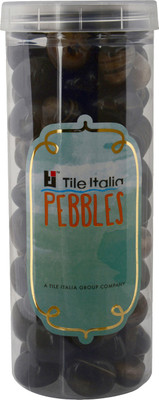 Tile Italia Pebbles Onyx Black Pebbles Polished Round Onyx Pebbles(Black 1 kg)