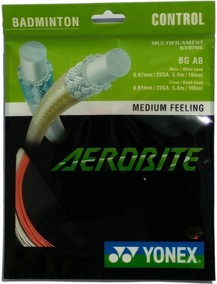 Yonex BG AB AEROBITE 0.67 Badminton String - 18 ft(Red, White)
