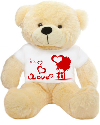 Grab A Deal Big Teddy Bear wearing a Romantic Love Couple T-shirt - 24 Inch(Pink)