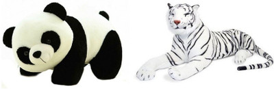 Deals India Panda Soft Toy (26 cm) and white stuffed tiger animal (32 cm) combo - 32 cm(Multicolor)