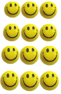 New Pinch Smiley Face Squeeze Ball Set Of 12 - 3 inch(Yellow)