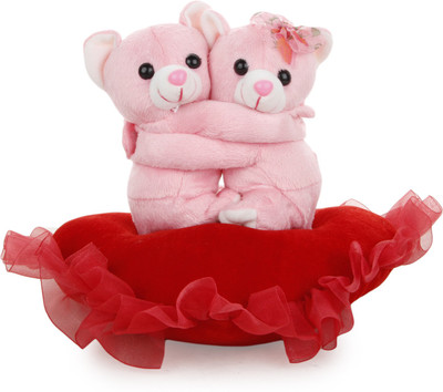 Lata Valentines Hugging Teddy On Heart - 30 cm(Pink[[Red)